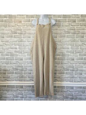 Urban Daizy Linen Coastal Grandmother Boho Wide Leg Relaxed Jumpsuit L